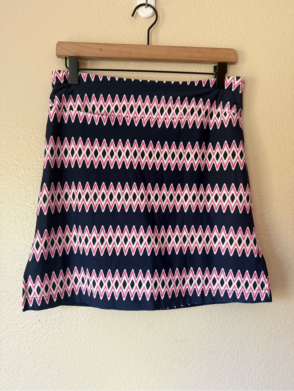 Golftini Chevron-Striped Navy and Pink Skort